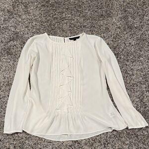 Banana Republic Ivory Ruffled Front Long-Sleeve Blouse